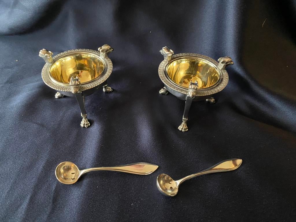 Antiek zilveren peper en zoutstel, Antiek en Kunst, Ophalen of Verzenden, Zilver