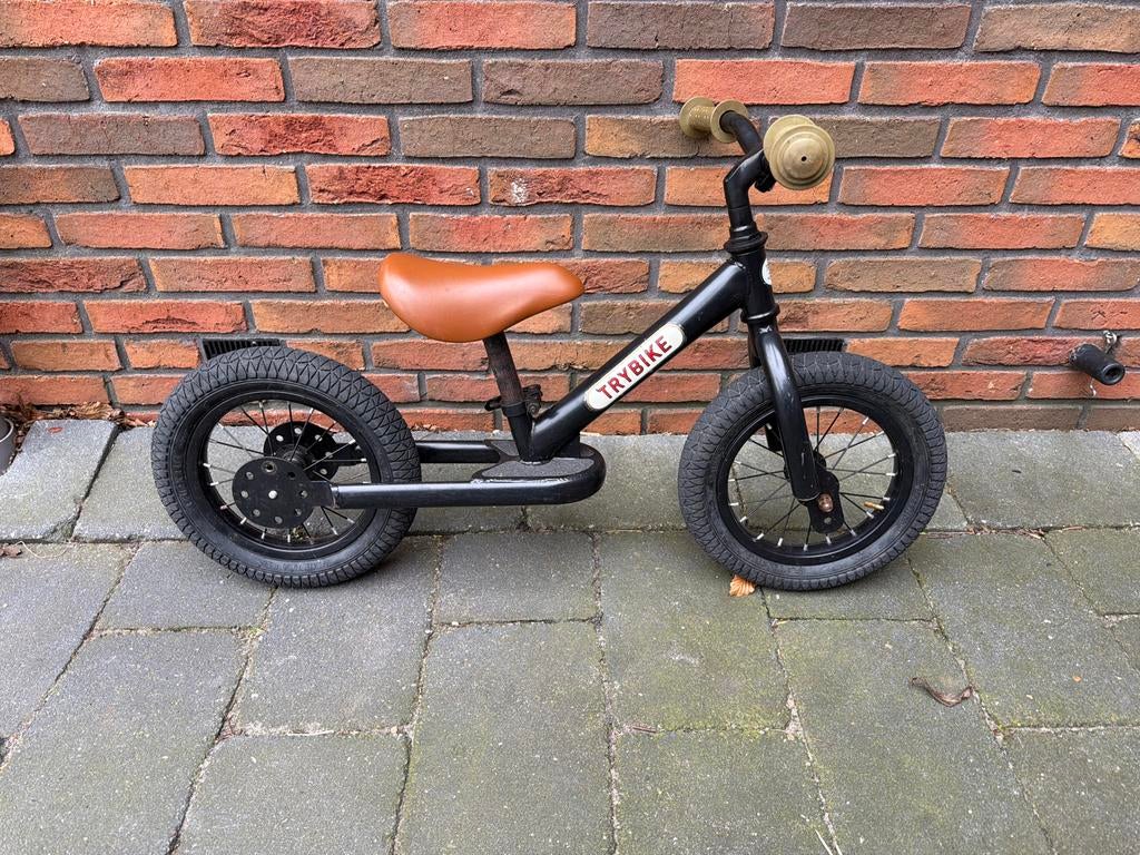 Trybike loopfiets - Zwart met bruin zadel, Ophalen, Gebruikt, Loopfiets