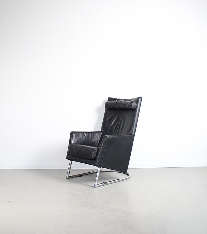 2x Montis Madonna Fauteuil Zwart Leer – Chroom, Niet ingevuld, Gebruikt, Niet ingevuld, 50 tot 75 cm