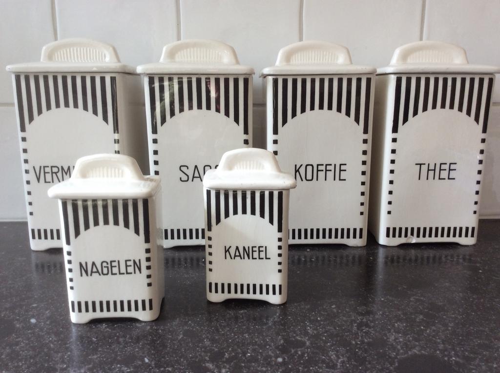 Zwart /Wit Art Deco voorraadpotten keuken, Ophalen