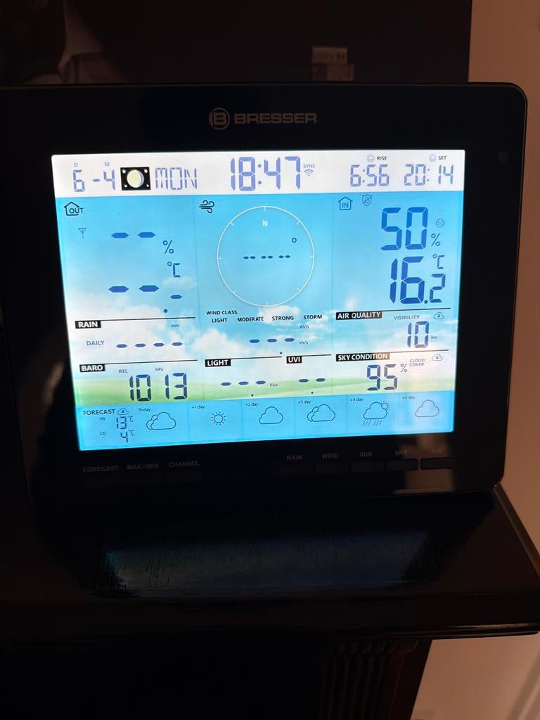 Bresser Binnenunit Weerstation met Kleurenscherm, Ophalen of Verzenden, Zo goed als nieuw, Weerstation