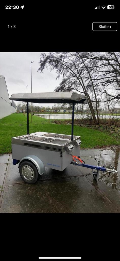 Professionele BBQ wagen / grill trailer met 2 gas BBQ’s, Ophalen
