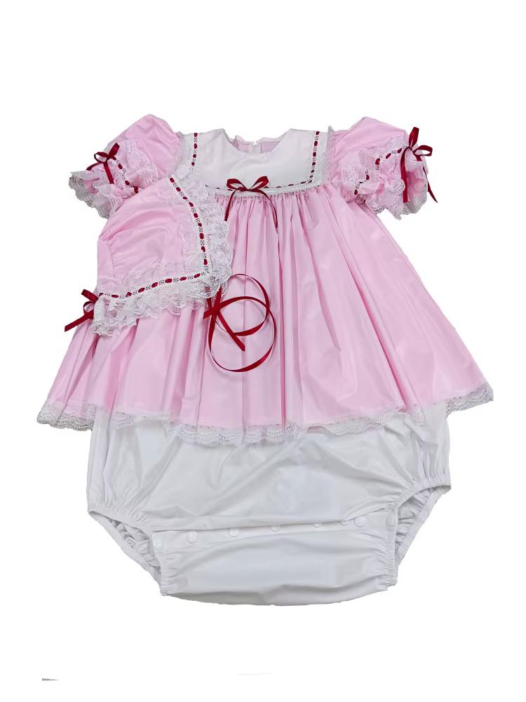 Roze heren sissy romper jurk met hoofdkapje, Verzenden, Roze, Overige typen