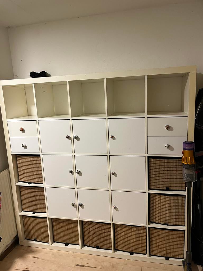 IKEA Kallax kast met deuren, lades en bakken, Ophalen, Gebruikt