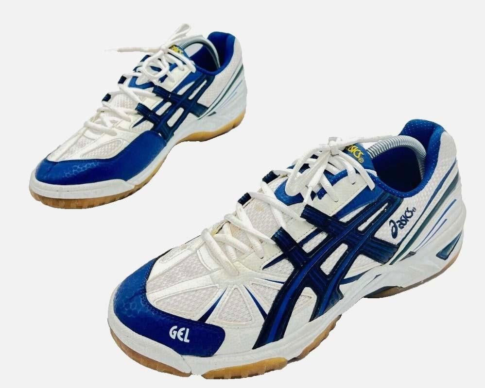 Asics Gel Tactic wit/blauw herenmaat 46.5, Ophalen of Verzenden, Zo goed als nieuw, Schoenen