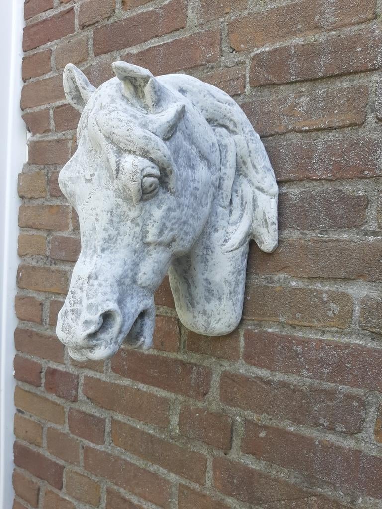 Paard wanddecoratie betonnen beeld tuinbeeld beton, Ophalen of Verzenden