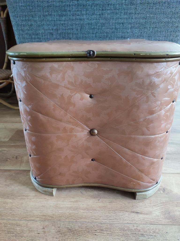 Vintage wasmand kruk opbergen Retro, Verzamelen, Retro, Ophalen, Huis en Inrichting