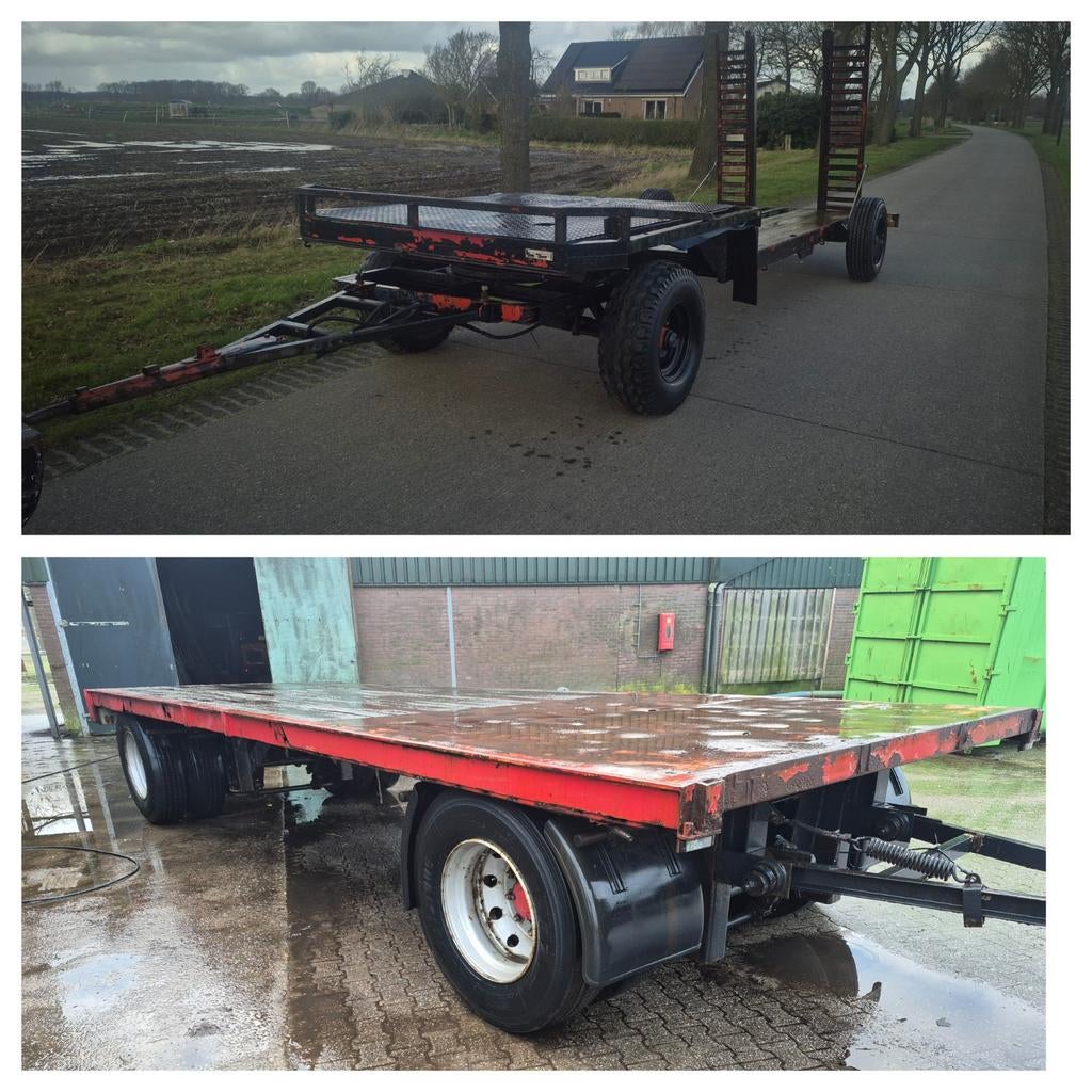 Oprijwagen en Platte wagen/vrachtwagenaanhanger, Ophalen, Glastuinbouw, Transport