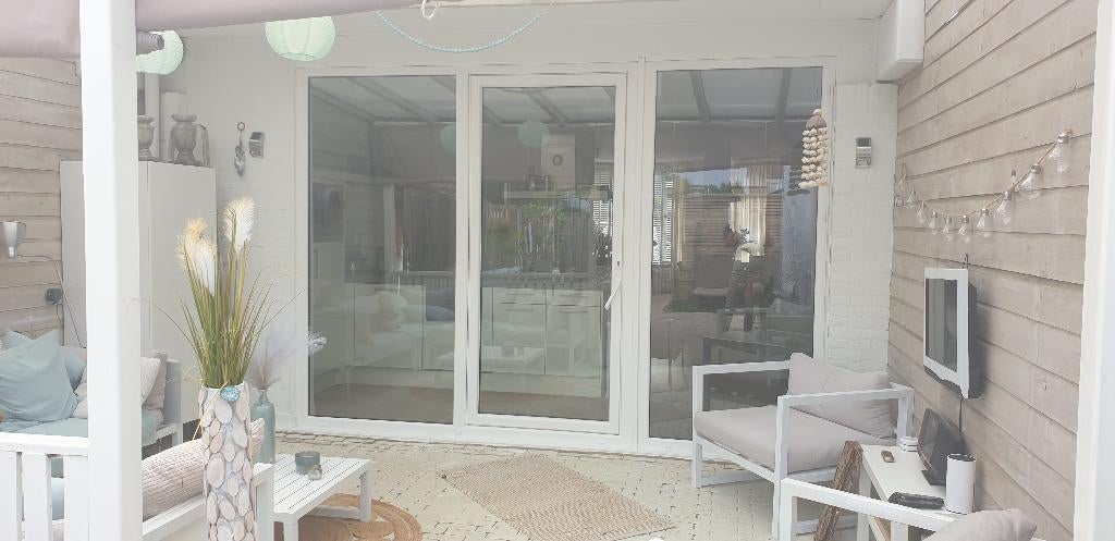 3 delige schuifpuien / kunststof/ 4500 x 2200/ wit, Kunststof, 225 cm of meer, Nieuw, Ophalen of Verzenden