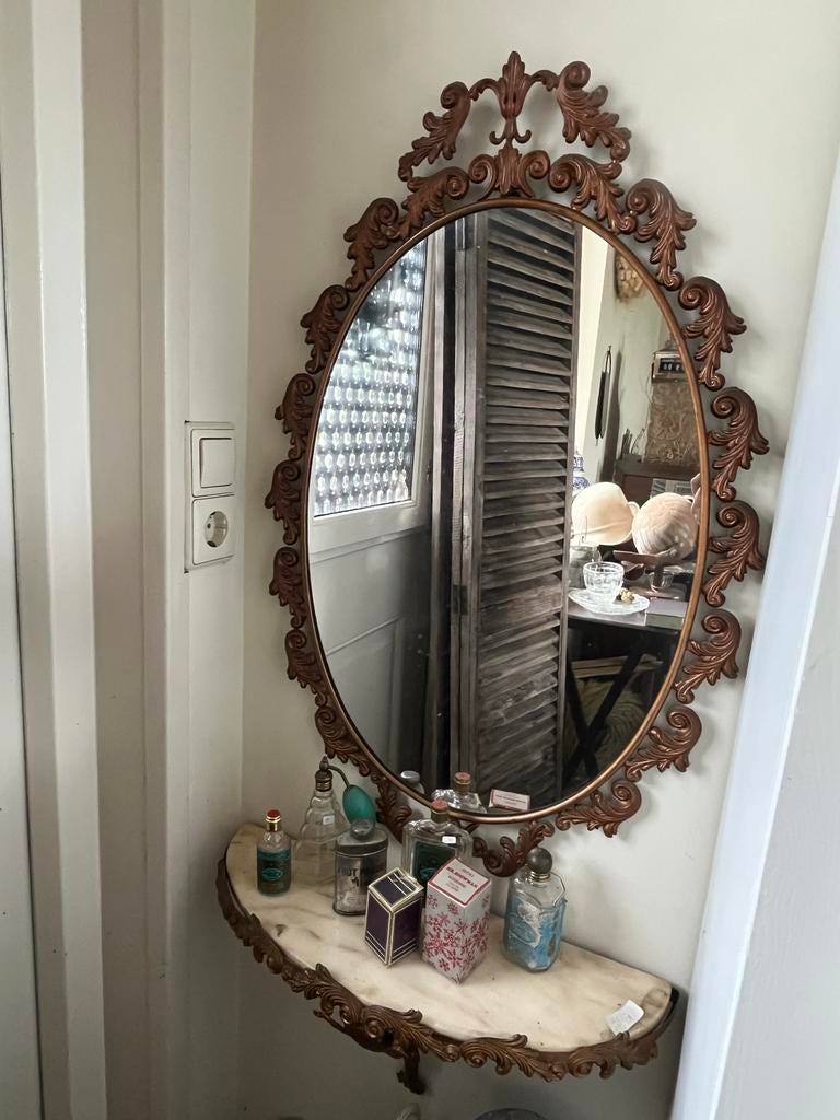 Brocante spiegel met planchette, Ophalen