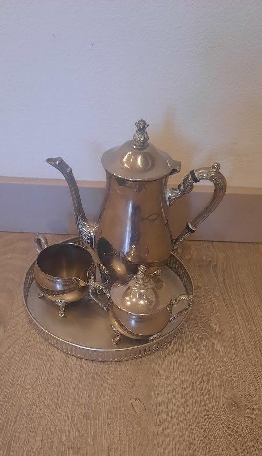 Vintage verzilverd theeservies 4 delig, Ophalen of Verzenden