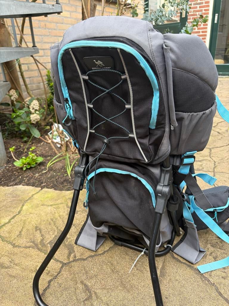 Draagzak rugdrager grijs met blauwe accenten, Kinderen en Baby's, Babydragers en Draagdoeken, Gebruikt, Rug, Draagzak, Ophalen