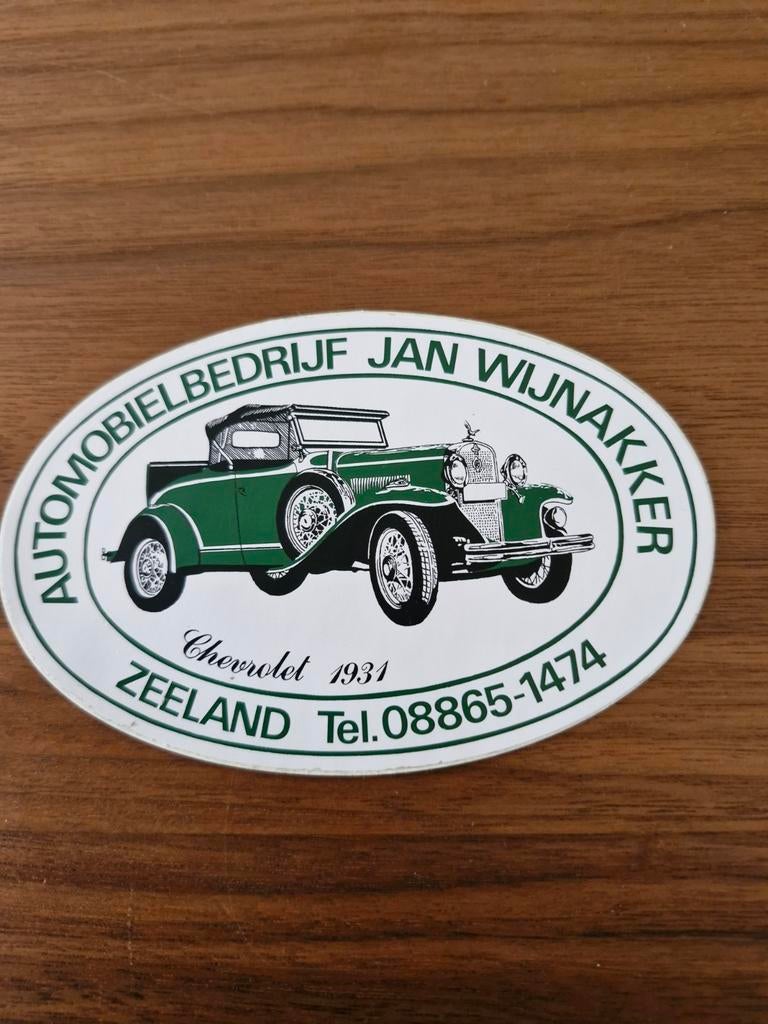 6259 Sticker Chevrolet 1931 Automobielbedrijf Jan Wijnakker, Ophalen of Verzenden, Gebruikt, Auto's