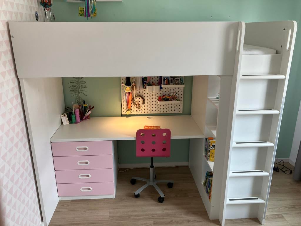 Ikea Smastad hoogslaper roze, Ophalen, Zo goed als nieuw, Hoogslaper