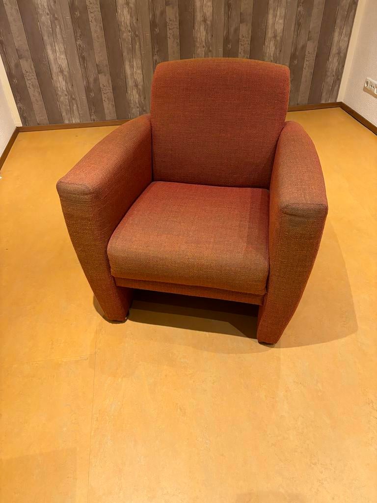 Montel 1-zits bankje/stoel - Terracotta stof, Ophalen, Gebruikt, Stof, 75 tot 100 cm