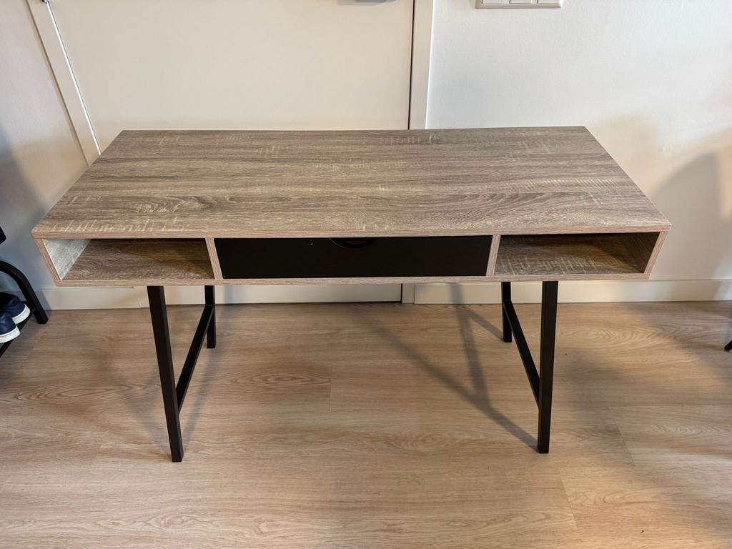 Bureau met lade en opbergvakken, Huis en Inrichting, Bureaus, Ophalen, Gebruikt, Bruin, Overige merken