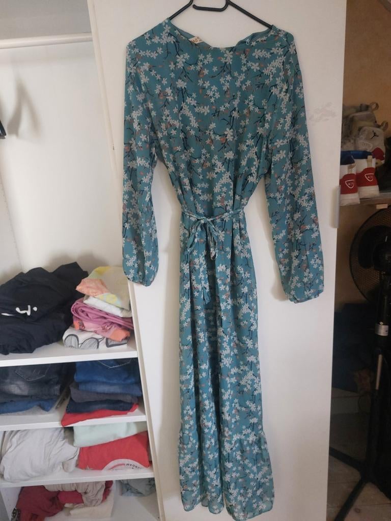 Lange jurk tot enkels met onderjurk schijnt niet door maat L, Kleding | Dames, Maat 38/40 (M), Ophalen of Verzenden, Gedragen