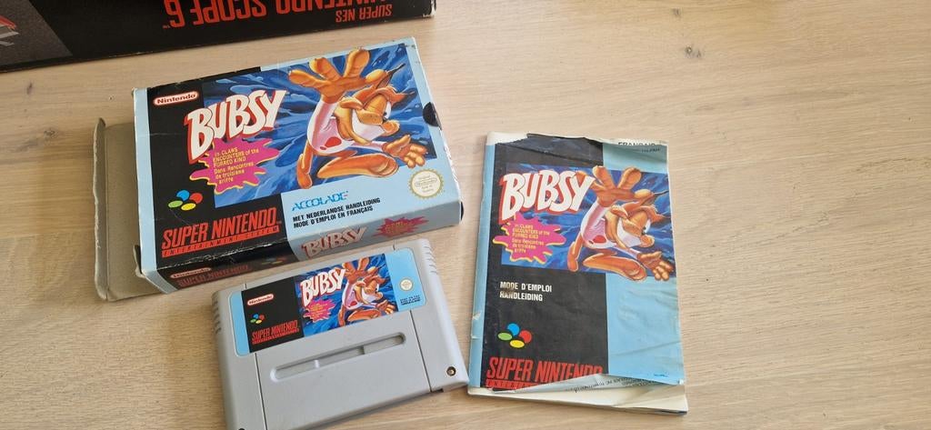 Bubsy Super Nintendo met doos en boekje, Spelcomputers en Games, Games | Nintendo Super NES, Ophalen of Verzenden