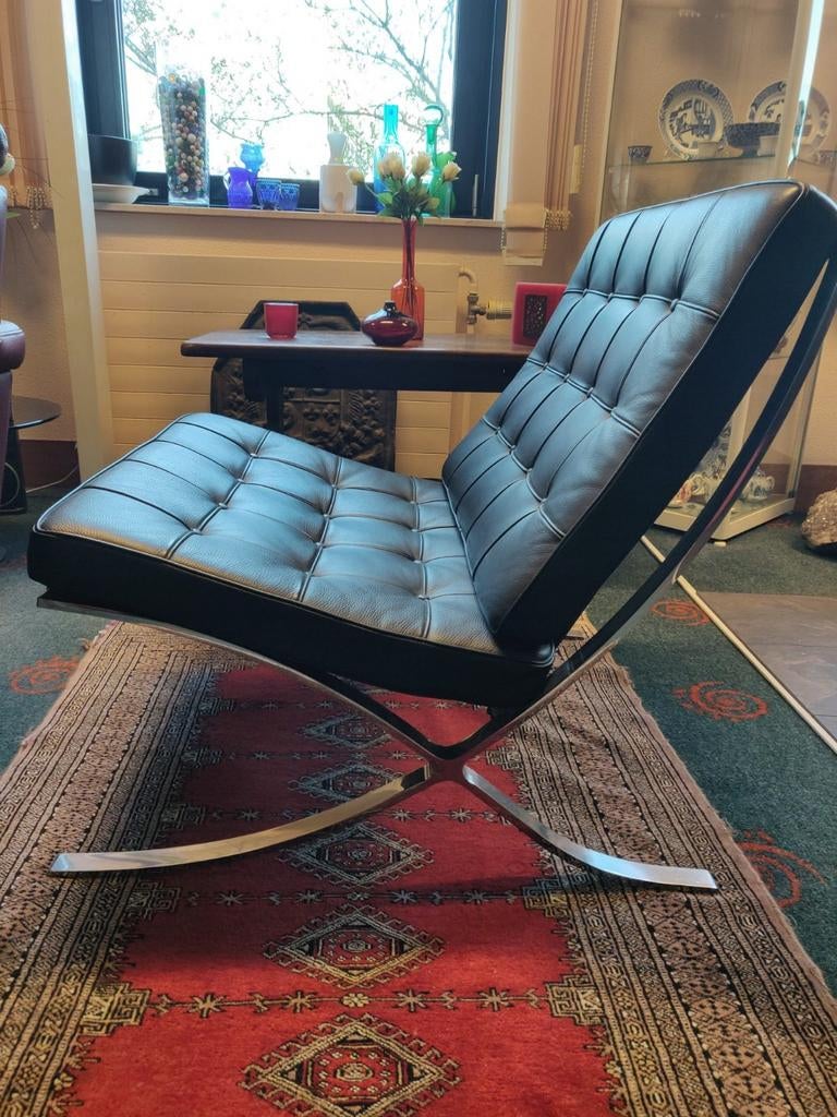 Barcelona lounge chair dimension edition black, Ophalen, Zo goed als nieuw, Leer