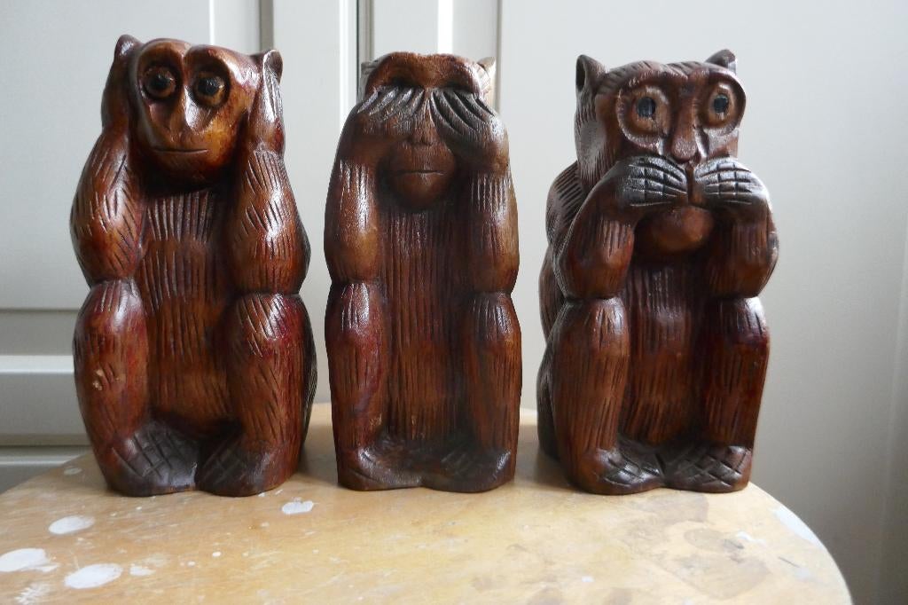 Horen, zien en zwijgen (Hout-snijwerk), Verzamelen, Ophalen of Verzenden, Zo goed als nieuw, Dier