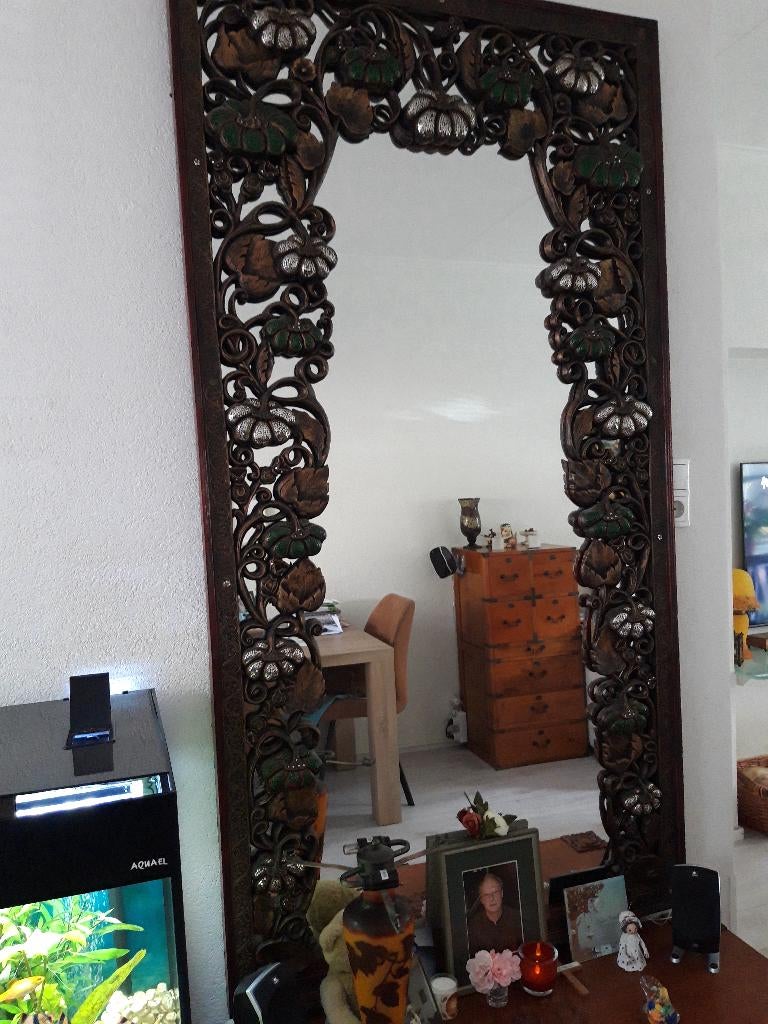 Prachtige Spiegellijst met Spiegel uit Thailand 193x100cm., Ophalen, Gebruikt, 100 tot 125 cm, 75 cm of meer