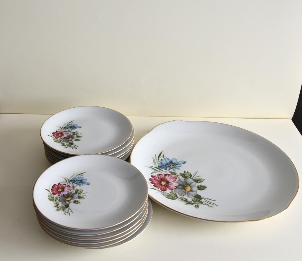 Taartservies Dauher taartbord 12 bordjes, Ophalen of Verzenden