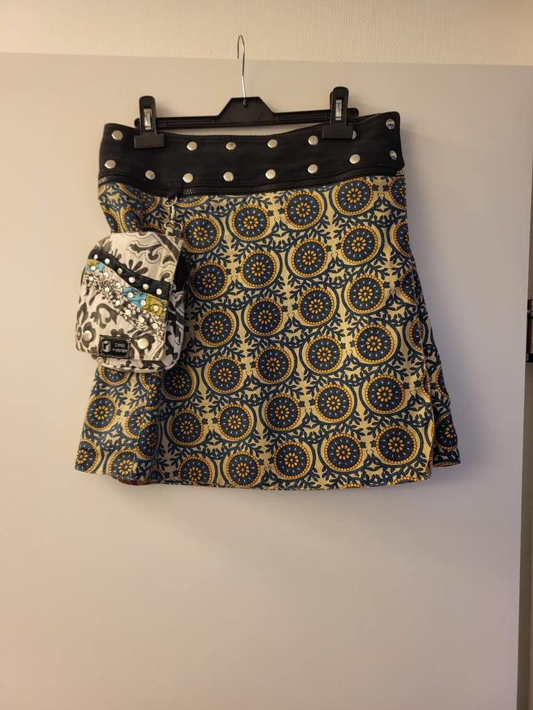 Omkeerbare Wikkelrok met Patroon en Zakje, Kleding | Dames, Rokken, Maat 38/40 (M), Zand Amsterdam, Ophalen of Verzenden, Zo goed als nieuw