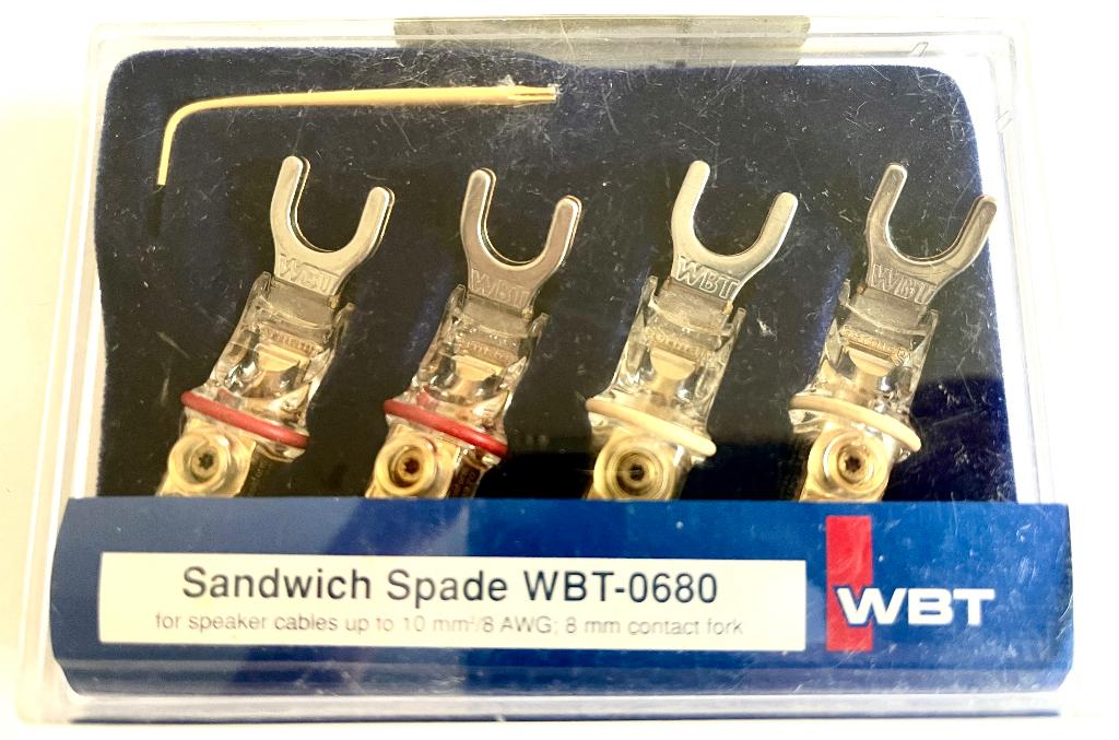 4 x WBT 0680 CU Spades in verpakking., Ophalen, Refurbished, 2 tot 5 meter, Luidsprekerkabel