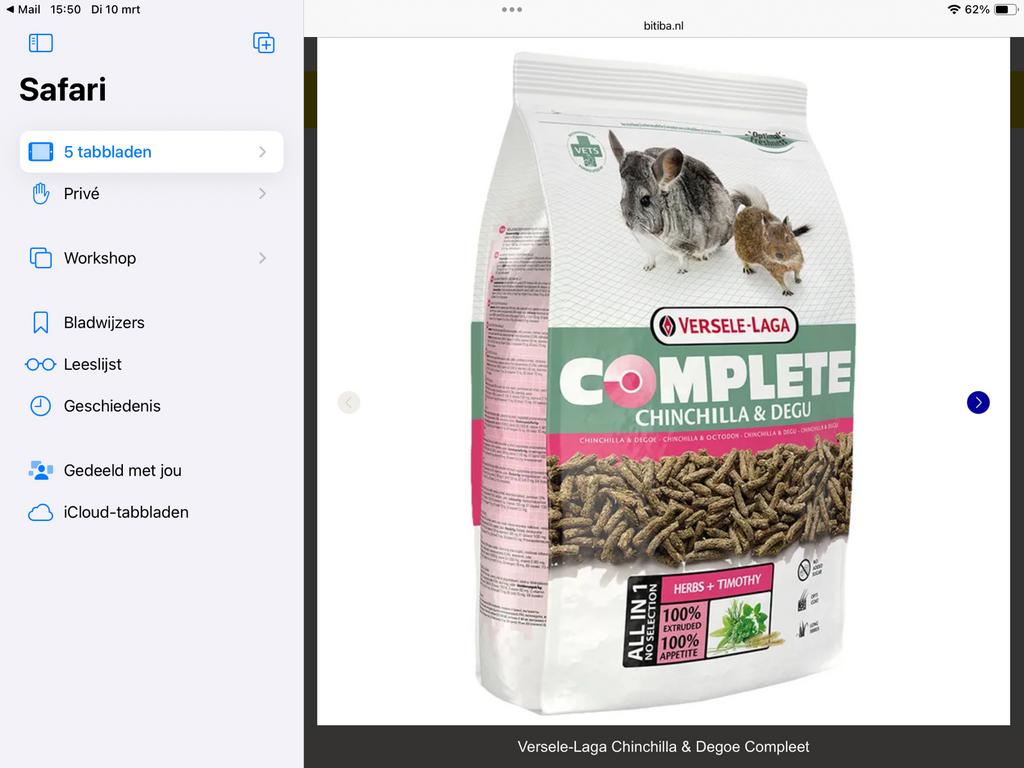 2 nieuwe zakken degoe/chincilla voer, Ophalen, Knaagdier of Konijn