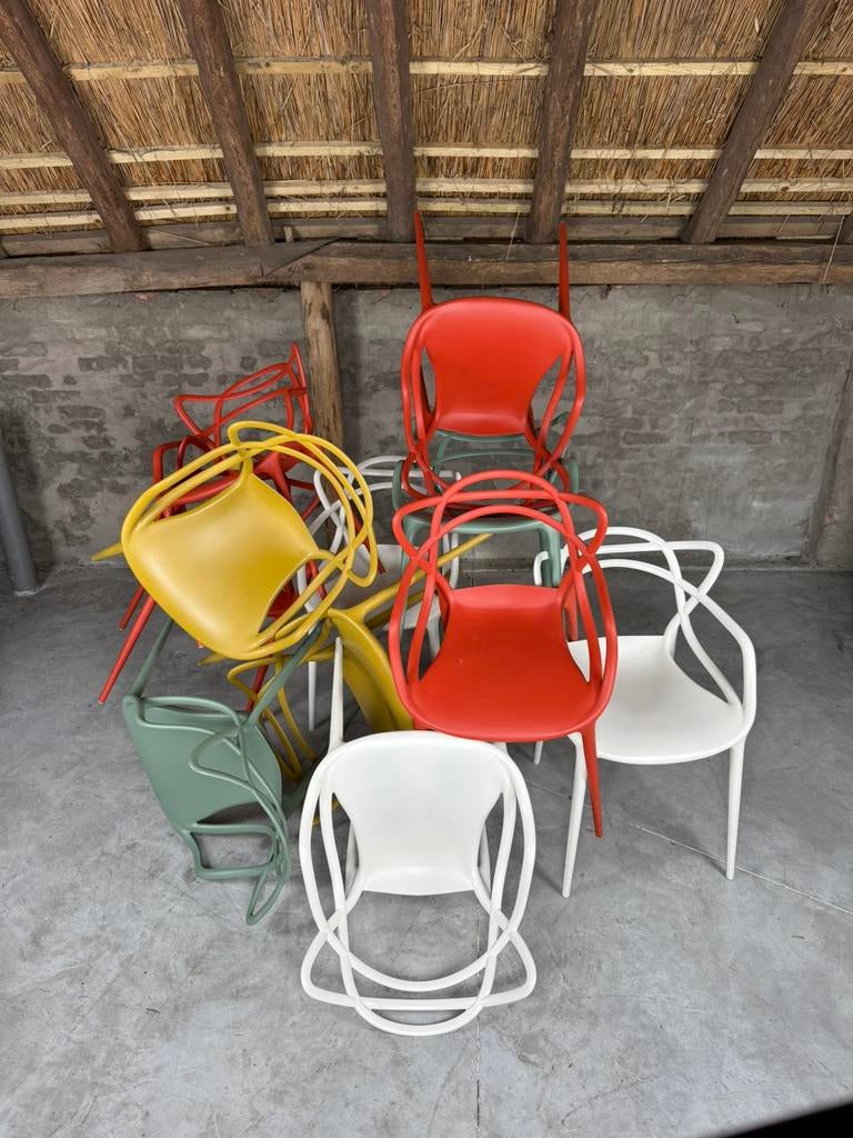 2 rode Kartell Masters stapelbare design stoelen, Kunststof, Wit, Zo goed als nieuw, Vijf, Zes of meer stoelen