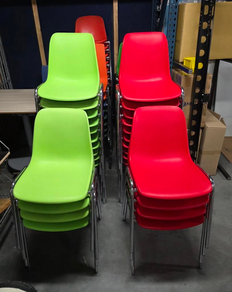 Kantinestoelen Rood en Groen, Ophalen, Gebruikt, Overige kleuren, X