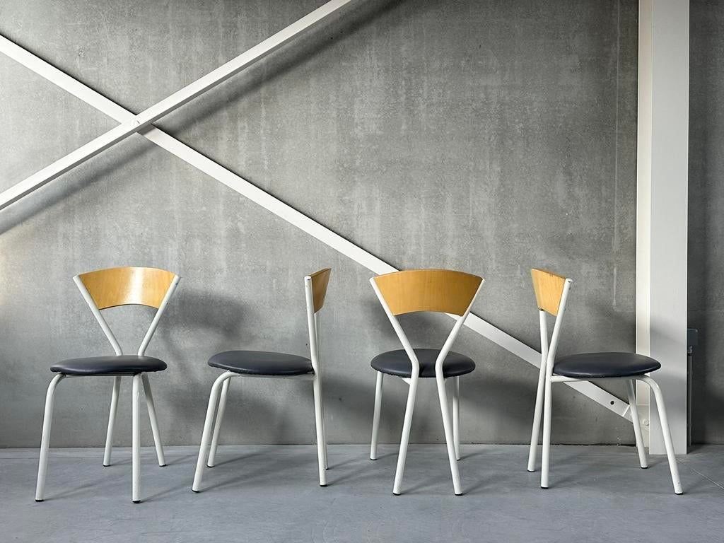 Set mid-century eetkamerstoelen, ca 1980’s, Ophalen of Verzenden