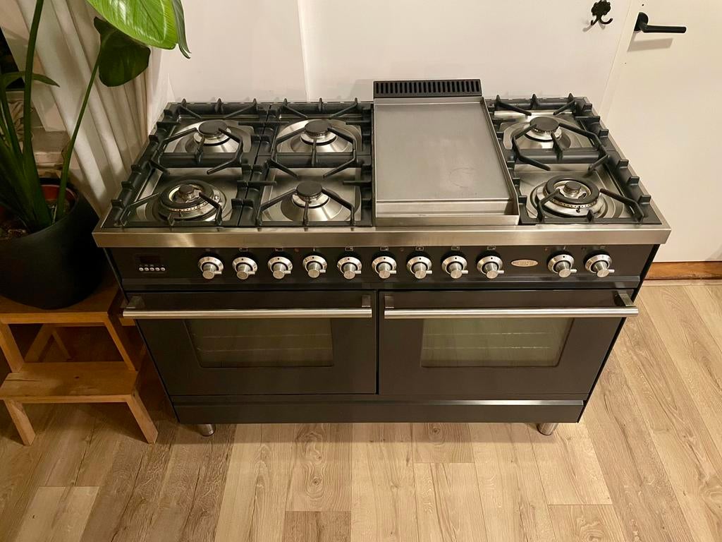 Prachtig 120cm Boretti fornuis! 2 ruime ovens! Antraciet, Ophalen of Verzenden, Zo goed als nieuw, Gas, Vrijstaand