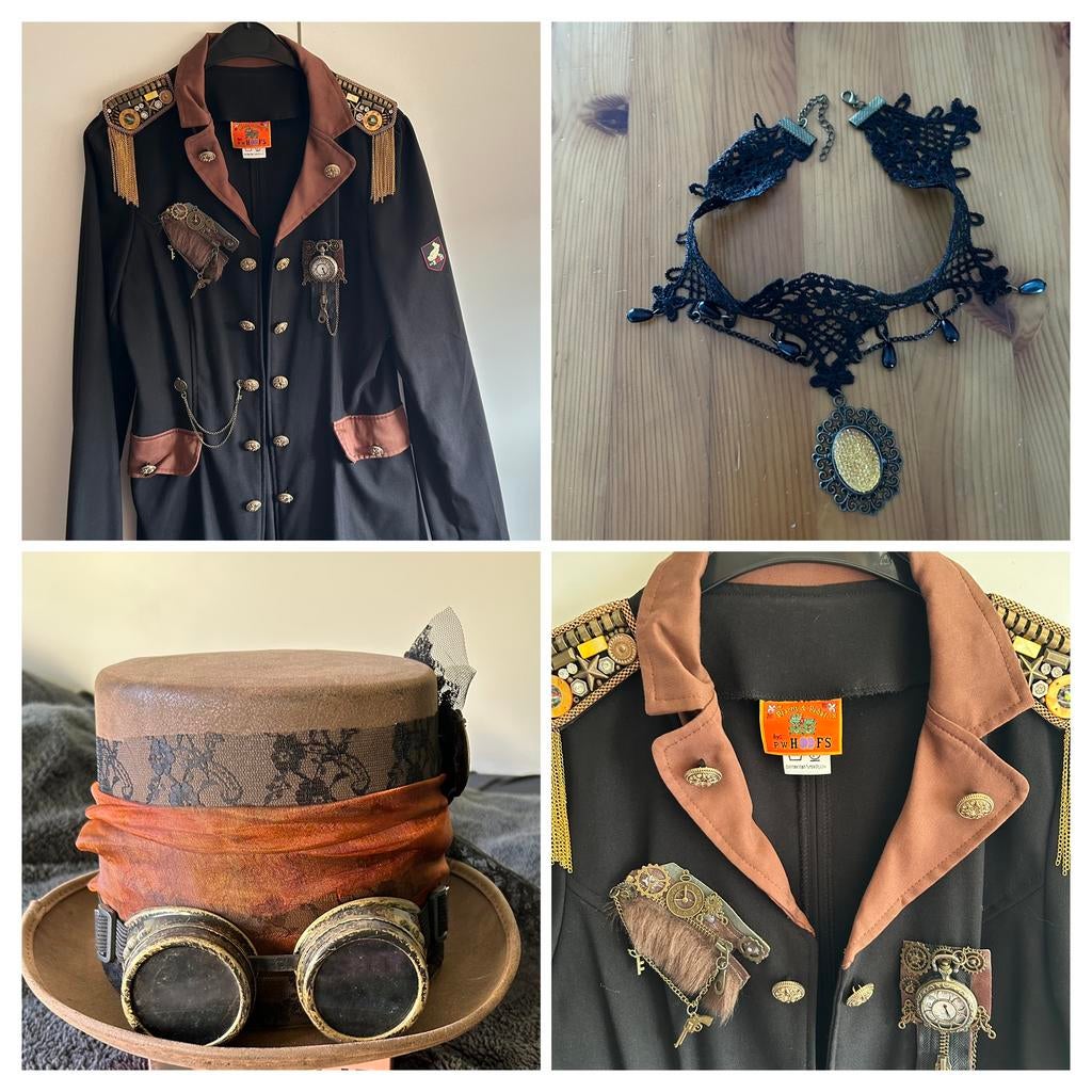 Carnavalsjas steampunk met accessoires, Carnaval, Overige maten, Ophalen of Verzenden, Zo goed als nieuw