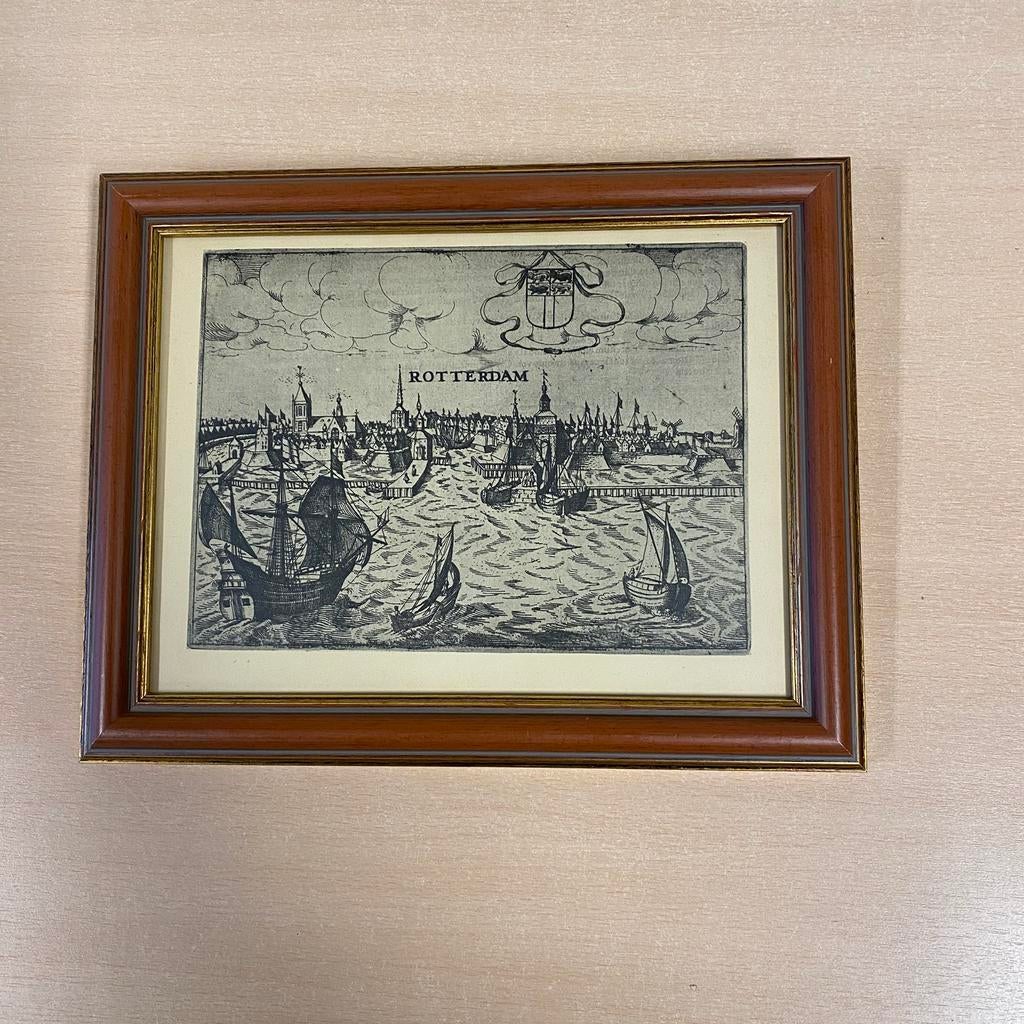 Prent Rotterdam buitenmaat 18 x 22 cm, Ophalen of Verzenden