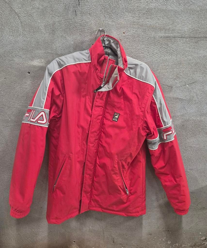 Vintage skijas fila dons rood grijs maat M. Valt oversized, Ophalen of Verzenden, Gebruikt, Kleding