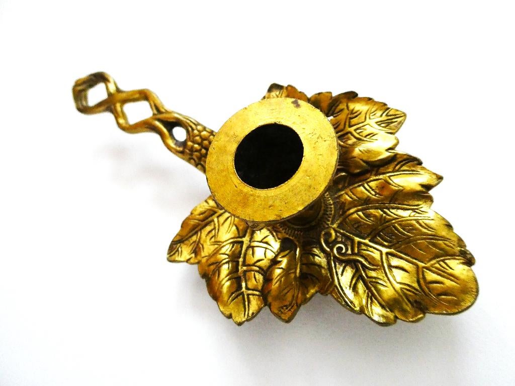 Blaker kandelaar kaarsenhouder op wijnblad druivenblad, Ophalen of Verzenden, Koper of Brons