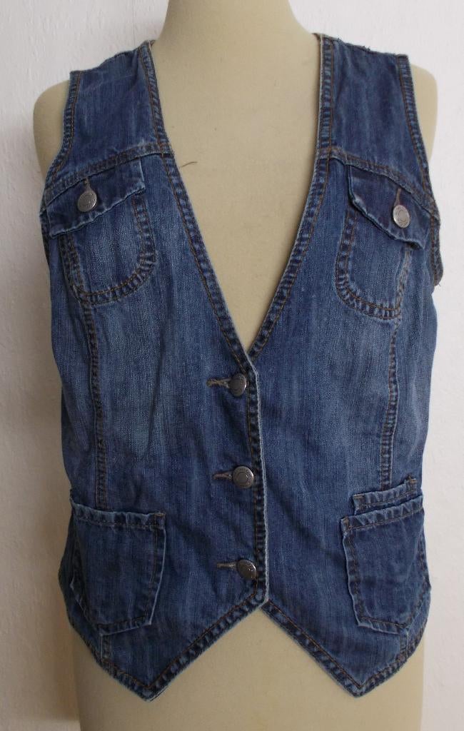 Stoer blauw spijker gilet! M, Maat 38/40 (M), Blauw, Ophalen of Verzenden, Zo goed als nieuw