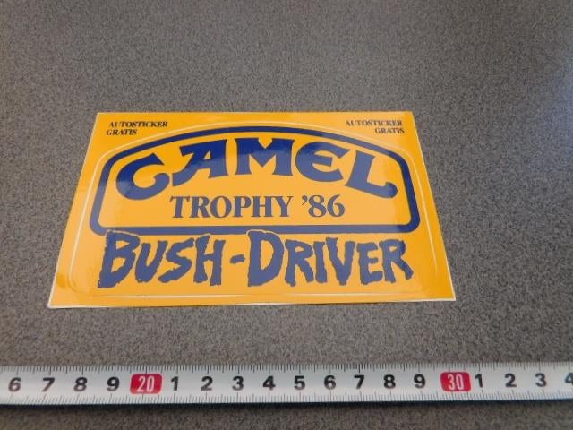 sticker CAMEL Trophy 1986 BUSH-DRIVER, Verzamelen, Ophalen, Zo goed als nieuw