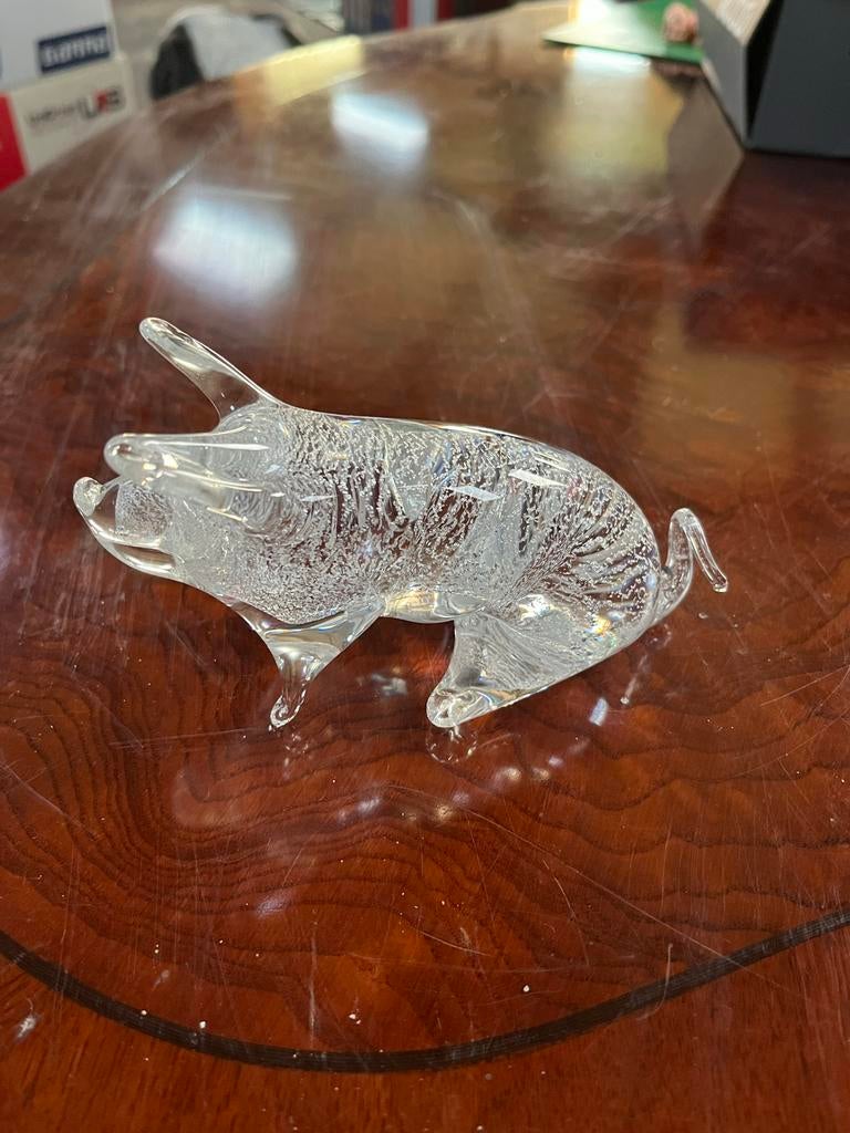 Glazen Varken met Zilver Accent, Antiek en Kunst, Ophalen of Verzenden