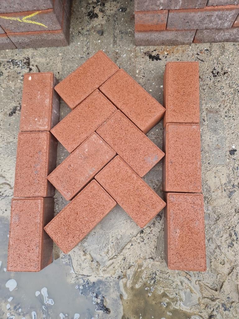 Betonklinker 8cm terracotta rood fijn structuur, Tuin en Terras, Tegels en Klinkers, Ophalen, Nieuw, Beton, Klinkers