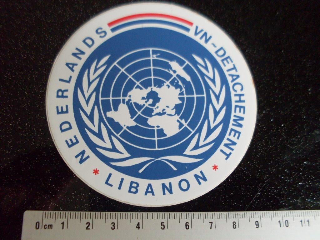 sticker nederlands VN-detachement libanon logo, Verzamelen, Verzenden, Zo goed als nieuw, Bedrijf of Vereniging
