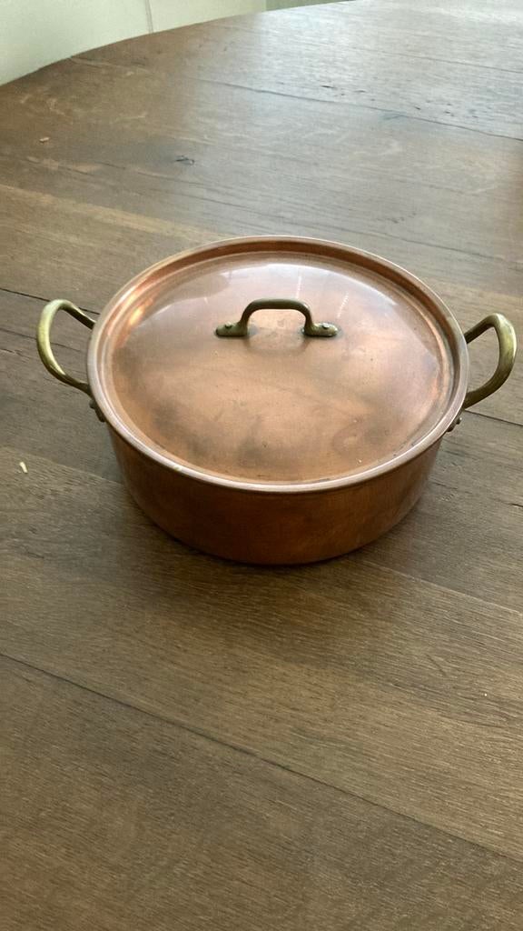 Kleine vintage kookpan koper pan diameter 17cm, Ophalen of Verzenden