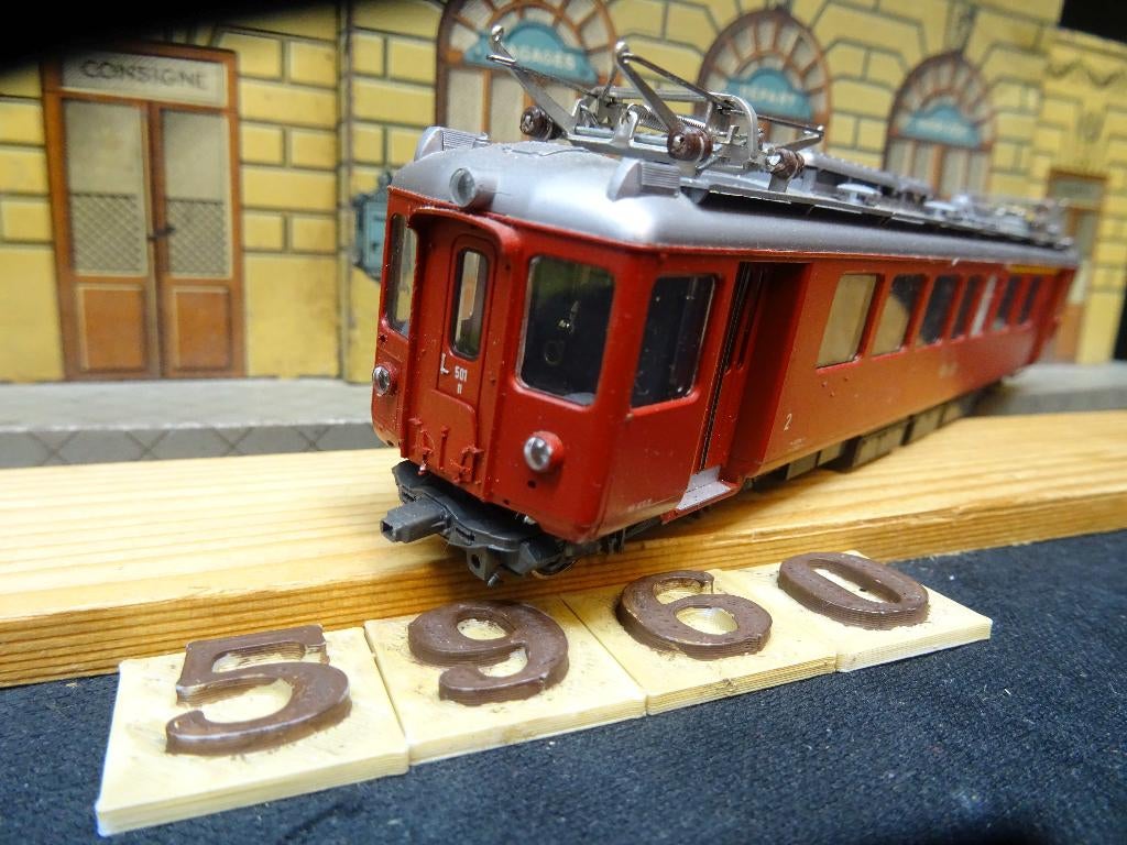 5960=Bemo 1265/1 HOm motorwagen ABe 4/4 501 Rh bahn.131, Gebruikt, Ophalen of Verzenden, Märklin, Gelijkstroom