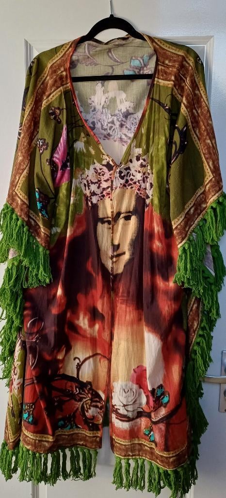 Kaftan Mona Lisa Fringe One Size Ongedragen ( Jool ), Verzenden, Nieuw, Maat 46/48 (XL) of groter, Oranje