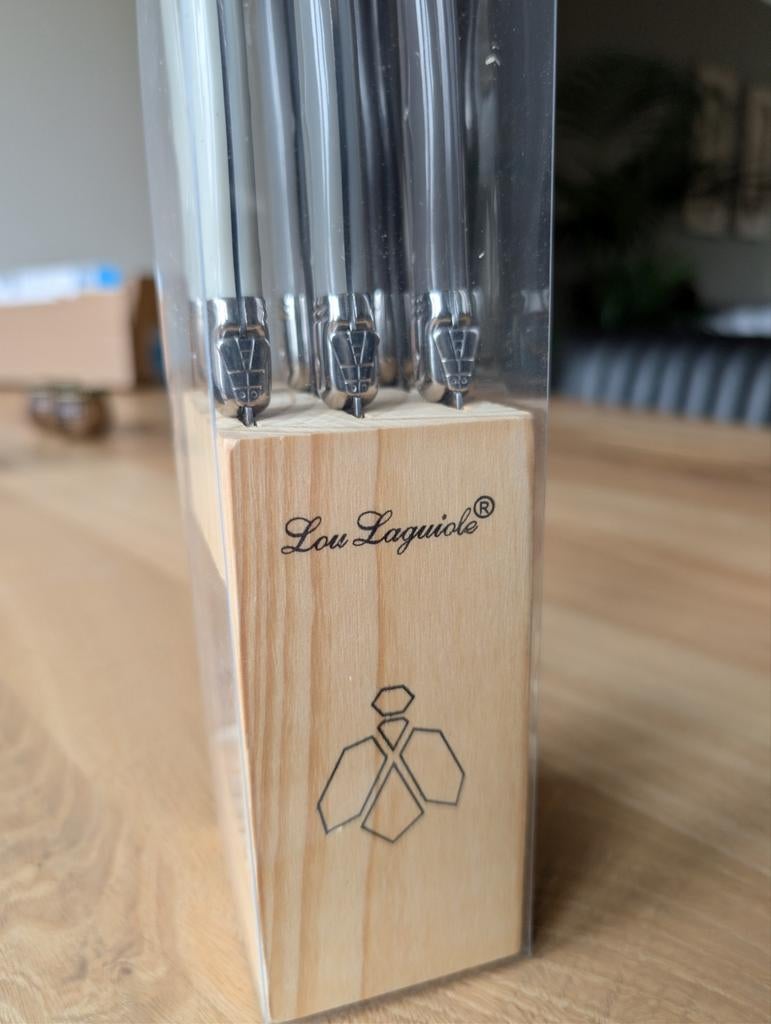 Laguiole Steakmessen Set 6x in Houten Messen Blok - Nieuw!, Huis en Inrichting, Keuken | Bestek, Nieuw, Bestekset, Hout, Ophalen of Verzenden