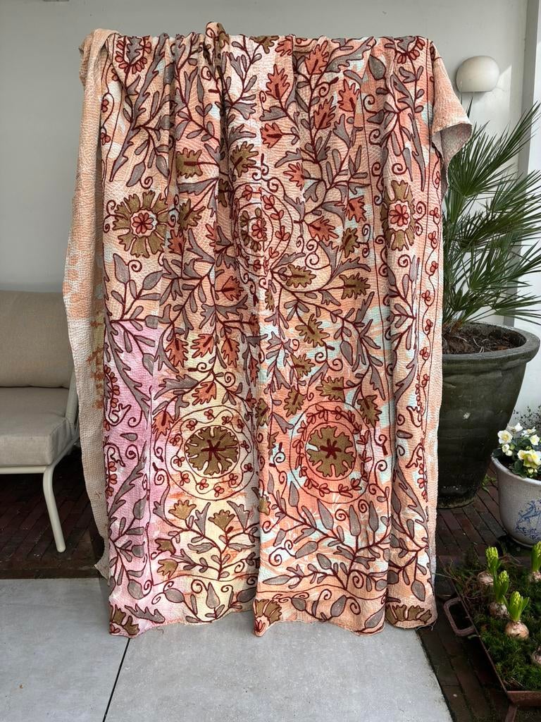 Vintage Kantha Quilt Suzani Deken Sari India, Ophalen of Verzenden