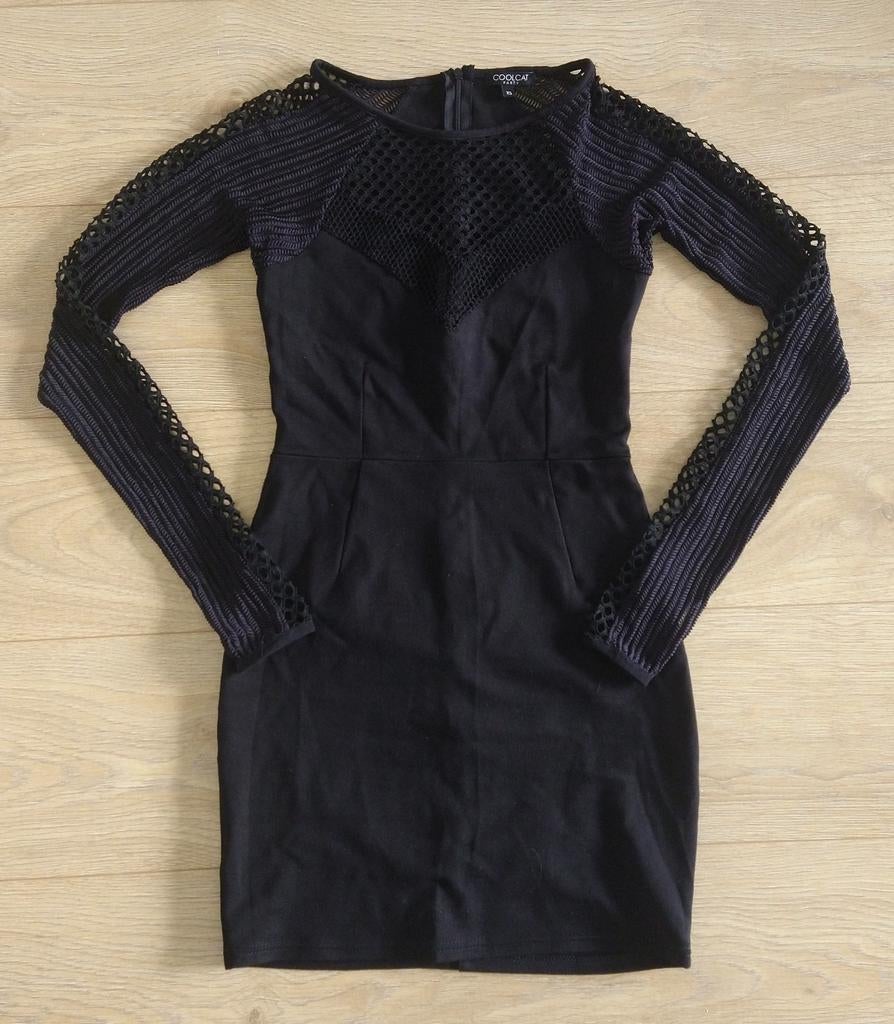 CoolCat zwarte bandagejurk maat xs, On-line, Zwart, Zo goed als nieuw, Maat 34 (XS) of kleiner