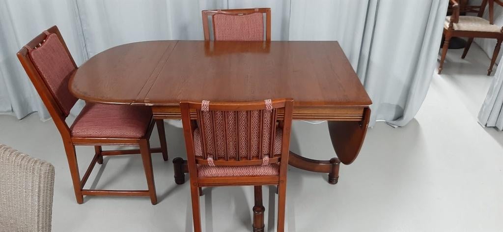 Set tafel met 4 stoelen en bijpassenbank, Ophalen, Gebruikt, Overige kleuren, Vier