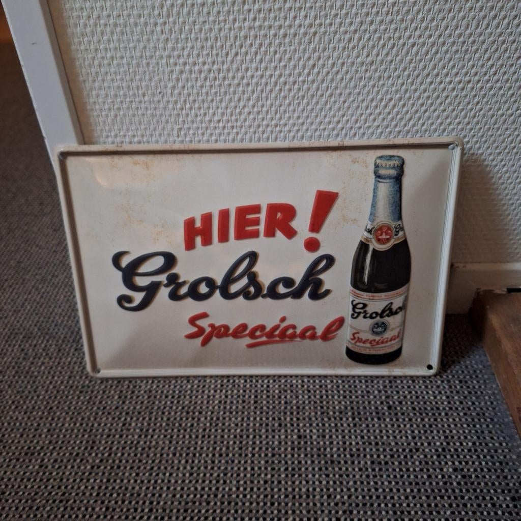 Grolsch bord, Verzamelen, Ophalen of Verzenden, Gebruikt, Reclamebord, Plaat of Schild, Grolsch
